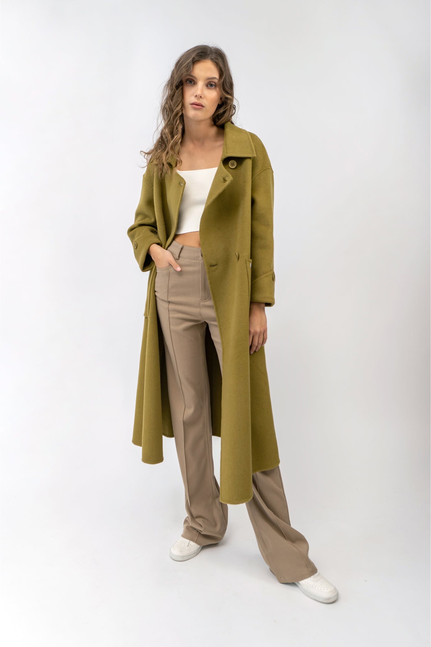 Olive wool hotsell coat womens