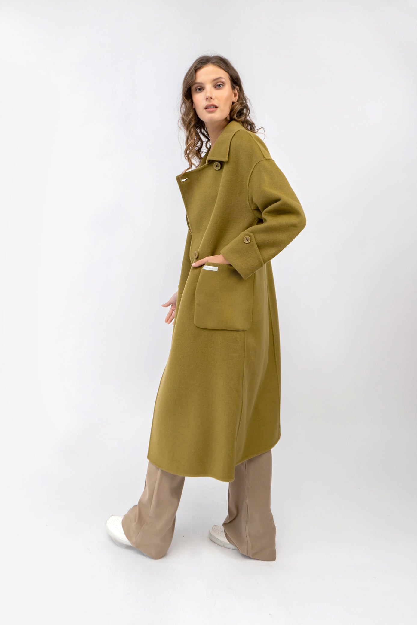 Olive green clearance wool coat womens